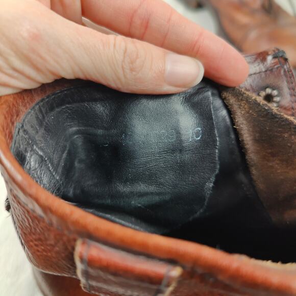 John Varvatos Bowery Spectator Boots Mens 10 Cognac Brown‎ Lace Up Combat - Picture 7 of 8